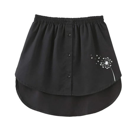 CLZOUD Women S Summer Dresses Black Women S Mini Underskirt Lower Skirt Sweep Shirt Extension Skirt with Buttons Shirt Extension Layering Top Bottom X