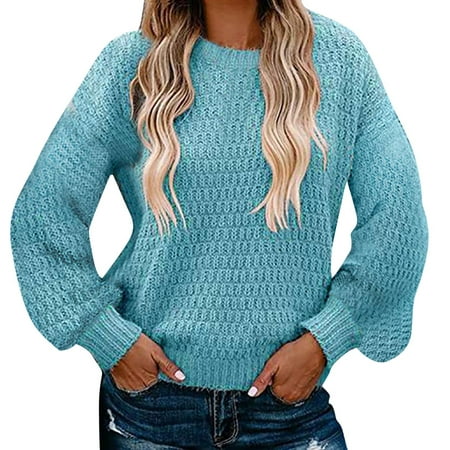GWAABD Shackets for Fall Fashion Women Womens Turtleneck Long Doll Sleeve Oversized Knit Pullover
