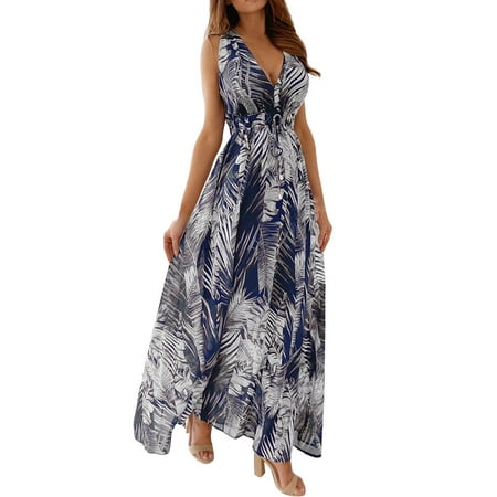 Ketyyh-chn99 Summer Dresses for Women Plus Size Sun Dress Casual Beach T Shirt Mini Dress Blue 2XL