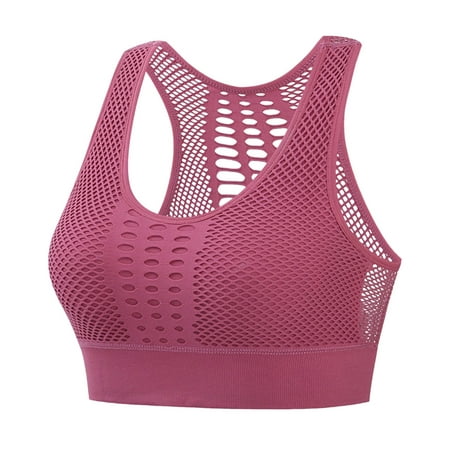 CLZOUD Thin Bra for Women Pink Women S Breathable Shockproof Running Gathering Shaping Sports Yoga Fitness Tank Top Bra L