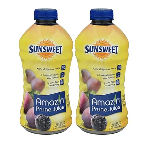 Sunsweet Prune Juice 32 Oz - 2 Packs - No Pulp - All Natural 100% Juice, 3 Grams of Fiber per Serving, Good Source for Potassium and Vitamins