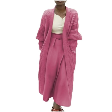 QUYUON Womens Sweaters Cardigan Sale Long Sleeve Orange Cardigan Women Polyester Women S Long Cardigan Pockets Cardigan Jacket Style Q-6858 Winter Kni