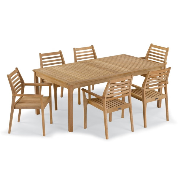 Oxford Garden Hampton 7-piece 76-inch X 40-inch Table & Mera Stacking Armchair Set (No Cushion)