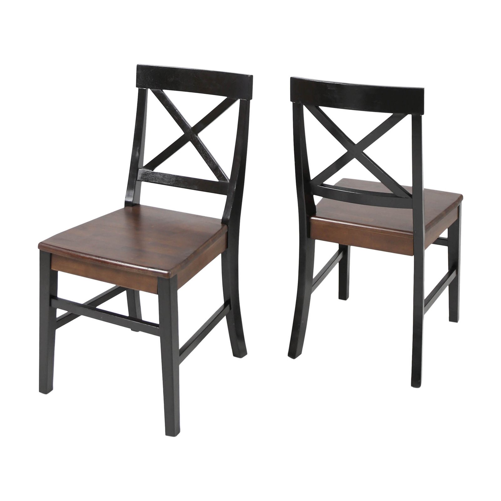 Roshan Black and Walnut Acacia Wood Dining Chairs (Set of 2)