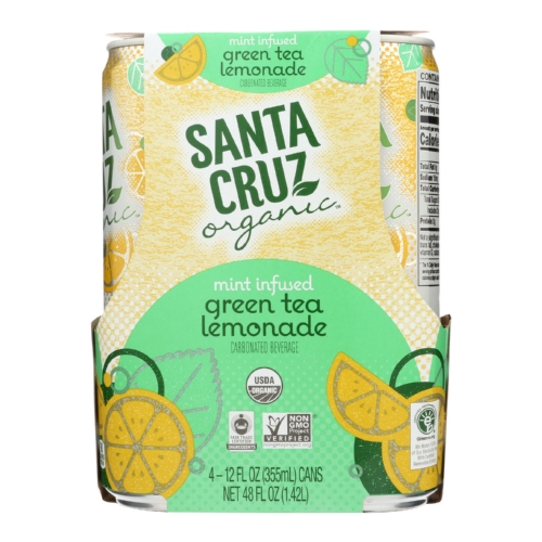 Santa Cruz Organic 2035426 12 Fl Oz Organic Sparkling Green Tea Mint Lemonade, 4 Count - Case of 6