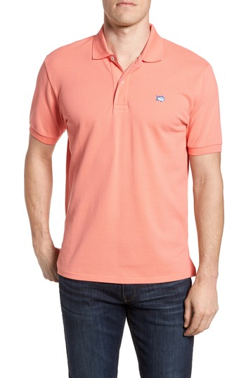 Men's Southern Tide 'Skipjack Micro Pique' Stretch Cotton Polo, Size Small - Pink
