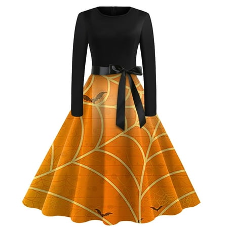 GDfun Women S Print Flare Dress for Women Long Sleeve Dress Party Casual Dresses——homecoming Dresses/dresses for Women 2289