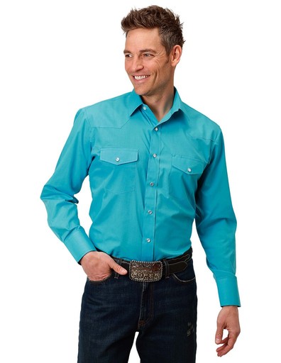Roper Western Shirt Mens Ong Seeve Snap Bue 01-001-0025-0134 BU