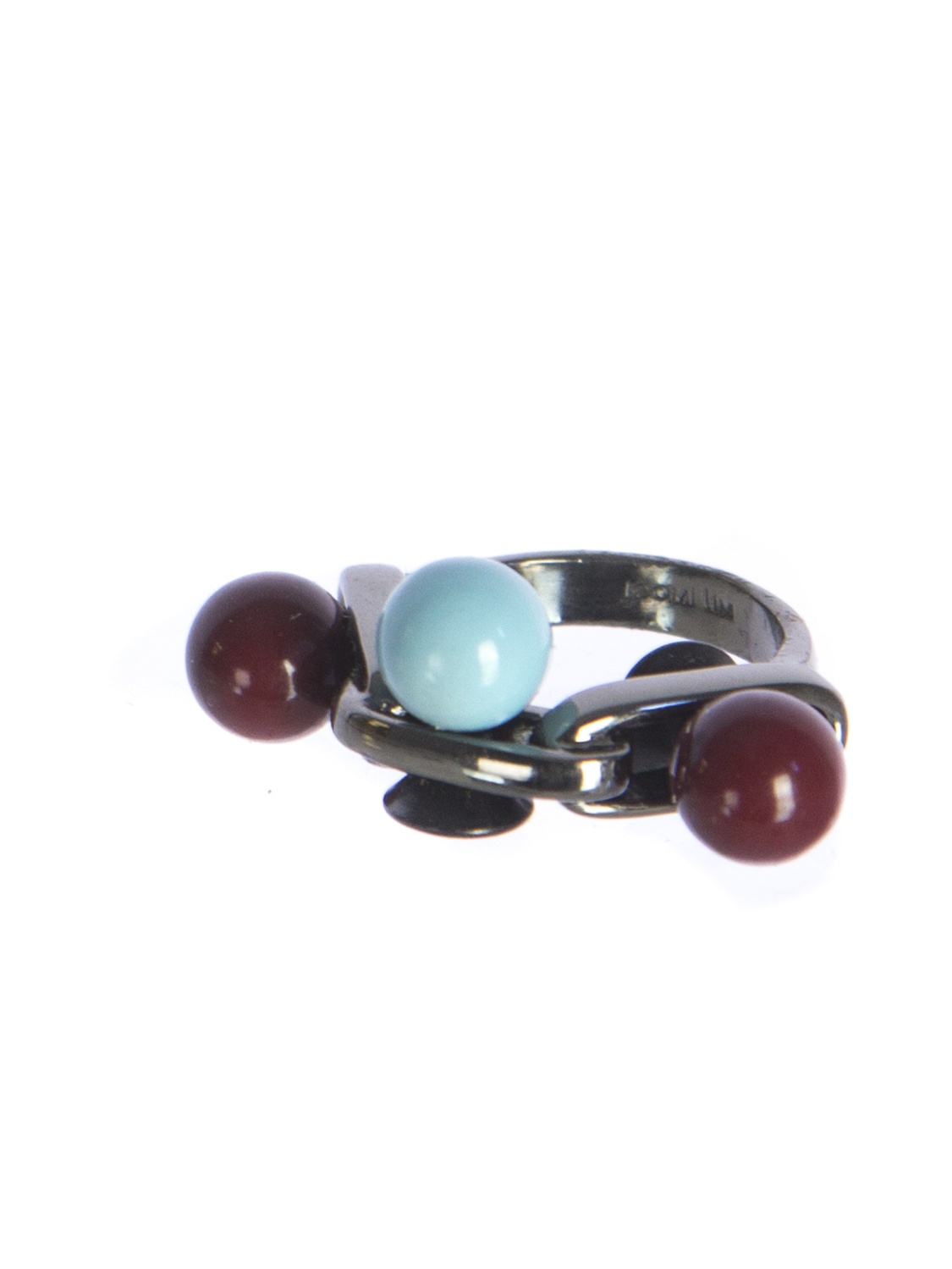 Joomi Lim Pop Rocks Ring W/ 3 Spheres , 4, Maroon & Sky Blue