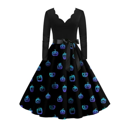 Umitay a Line Dresses for Women 2312 Women S Casual Fashion Print Vintage Long Sleeve Dress