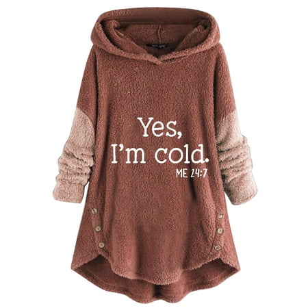 GWAABD Women S Sweatshirt Coral Velvet Sweater Color Block Patchwork Contrast Color Sweatshirt Long Sleeve Hoodie Letter Print with Pocket Side Button