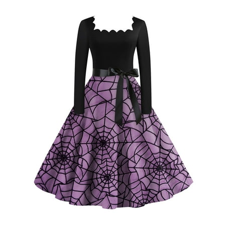 Umitay a Line Dresses for Women 2289 Women S Casual Fashion Print Vintage Long Sleeve Dress