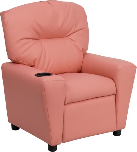 Contemporary Pink Vinyl Kids Recliner with Cup Holder BT-7950-KID-PINK-GG