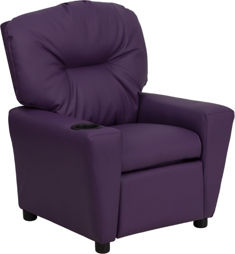 Contemporary Purple Vinyl Kids Recliner with Cup Holder BT-7950-KID-PUR-GG