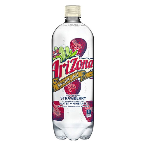 Arizona Strawberry Flavored Sparkling Water with Minerals 24 Oz Plastic Bottles (Pack of 24)