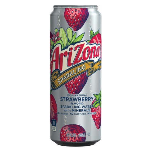AriZona Strawberry Sparkling Water with Minerals 12 Oz Cans (Pack of 8)