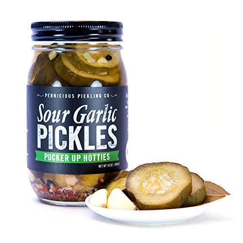 Pucker Up Hotties Sour Garlic Pickles By Pernicious Pickling (16 Ounce)