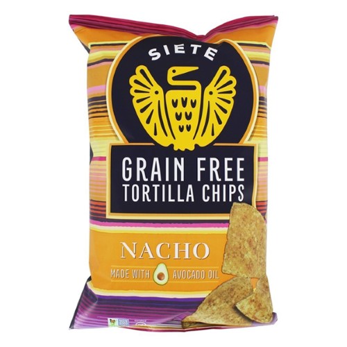 Siete Grain Free Tortilla Chips - Nacho 5 Oz Bags (Pack of 4)