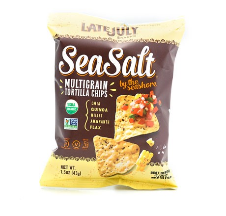 LATE JULY SNACKS Organic Multigrain Sea Salt Tortilla Chips 1.5 Oz - Pack of 24
