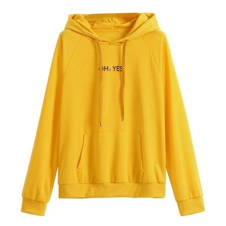 CLZOUD Sweatshirt Hoodies for Women Ladies Letter Graphic Print Loose Pullover Drawstring Hooded Long Sleeve Sweatshirt Drop Shoulder Tops Navy L