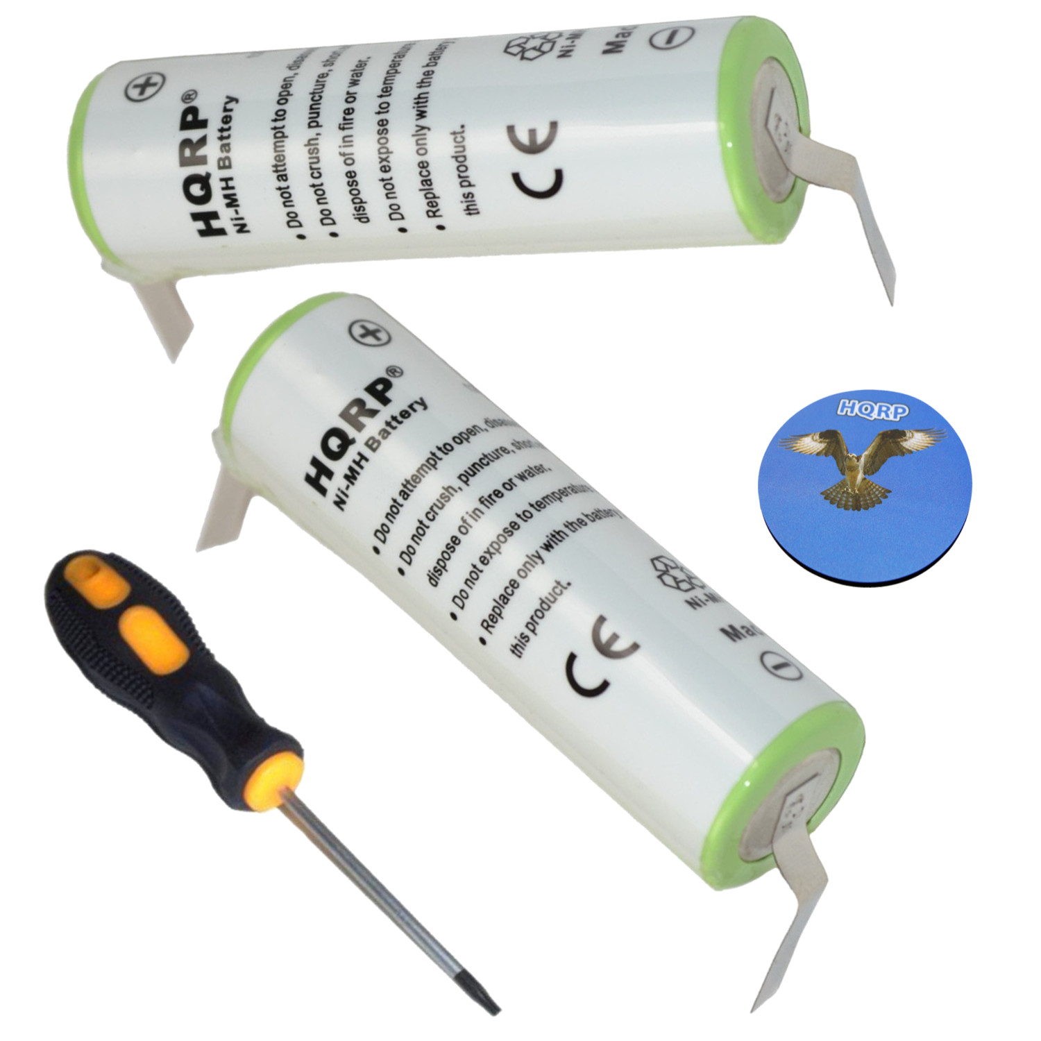 HQRP 2-Pack Batteries for Braun 5520 5525 5526 SmartControl Sportive Model 4875  4876 Type 5742  Remington HC5750 BTE-AA-TX2 DA307 Shaver + Screwdrive