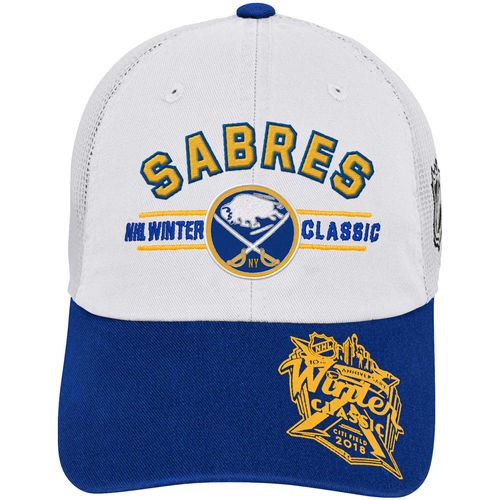 Youth White/Blue Buffalo Sabres 2018 Winter Classic Retro Mesh Back Slouch Adjustable Hat