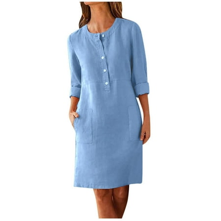 QUYUON Lace Dresses for Wedding Guest Clearance Printed Dress Mesh Long Sleeve Round Neck Dresses Plus Size Summer Dresses MIDI Sun Dress Style D-9980