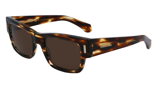 Ferragamo Men's Rectangular Rivet Sunglasses SF2011S 216 Brown Melange 53mm