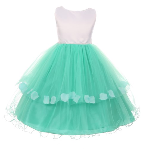 Big Girls Mint White Floating Petals Easter Junior Bridesmaid Dress 8-12