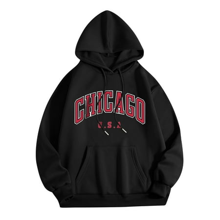 GWAABD Sweatshirt for Women Hoodies Sweatshirt Pullover Graphic Print Casual Sports 3D Print Active Streetwear Hoodie Sweatshirts Black M