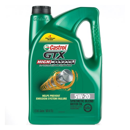 Castrol GTX High Mileage 5W-20 Synthetic Blend Motor Oil, 5 QT