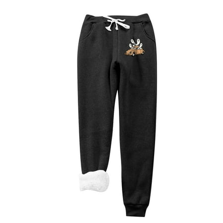Lovskoo 2024 Halloween Sweatpants for Women High Waisted Fleece Lined Ghost Print Leggings Thick Warm Workout Active Joggers Pants Elastic Drawstring 