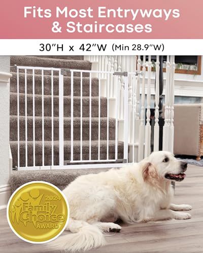 InnoTruth Pressure-Mounted Baby Gate 28.9 to 42.1 Wide (White)