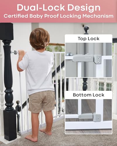 InnoTruth Pressure-Mounted Baby Gate 28.9 to 42.1 Wide (White)