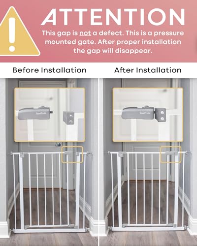InnoTruth Pressure-Mounted Baby Gate 28.9 to 42.1 Wide (White)
