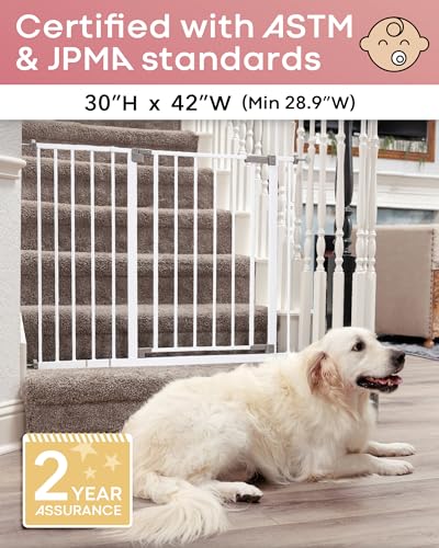 InnoTruth Pressure-Mounted Baby Gate 28.9 to 42.1 Wide (White)