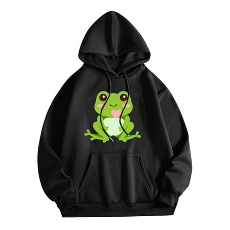 GWAABD Sweatshirt for Women Hoodies Fall Sweatshirt Cute Hoodie Long Sleeve Pullover with Pockets Black XXL