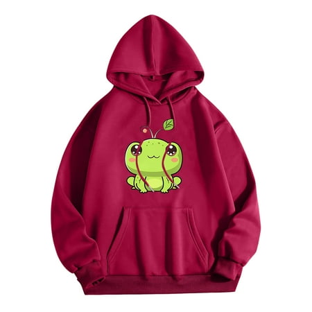 GWAABD Women Hoodie Autumn Sweatshirt Cute Hoodie Long Sleeve Pullover Hoodie Red M