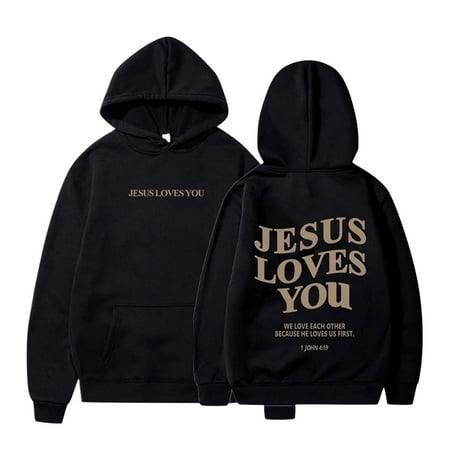 GWAABD Hoodies for Women Casual Long Sleeve Graphic Tee Shirts Hooded Sweatshirts Pullover Tops for Women Black S