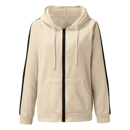 GWAABD Sweatshirt for Women Hoodies Zip up Jacket Pink Ribbon Cancer Awareness Hoodie Hooded Drawstring with Pockets Sweatshirt White M