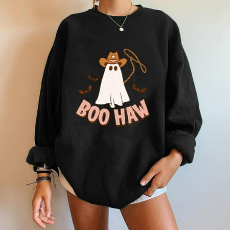 Jyeity Fashionable New Arrivals Hooded Print Long-sleeved Sweatshirt Blouse Pullover Tops Starbuckes Halloween Black Size XXL(US:12)