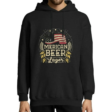 HOMICOZI American Light Lager Hoodie Men Beer Party Black