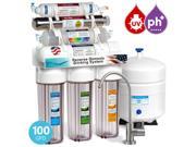 11-Stage Reverse Osmosis Water Filter System Ultraviolet Alkaline 100 GPD, Clear