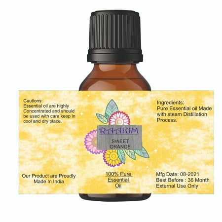 Raakim Sweet Orange 100%Pure & Natural Cold Pressed Essential Oil for Skin Hair & Nail Unisex