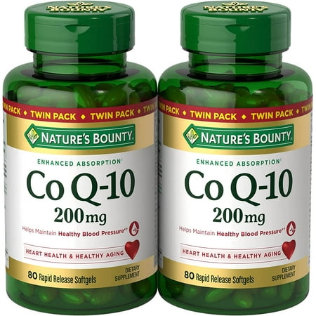 Nature’s Bounty CoQ10 200 Mg Softgels  Heart Health & Cellular Energy Support  Twin Pack  160 Rapid Release Softgels