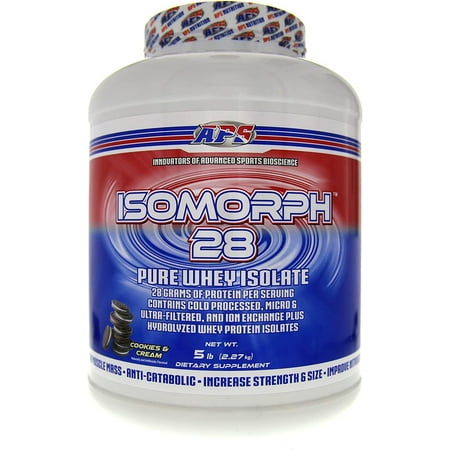 APS Nutrition Isomorph Protein Powder Supplement Whey Protein Isolate Ultra- Filtered 28g Protein Cookies & Cream  5 Pound Pack of 1