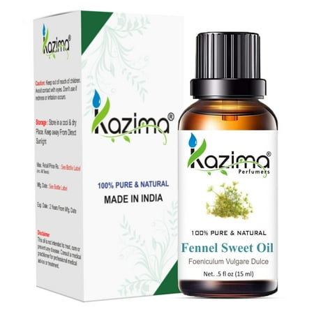 KAZIMA Fennel Sweet Essential Oil - 100% Pure Natural & Undiluted for Skin Care & Hair (15ml)