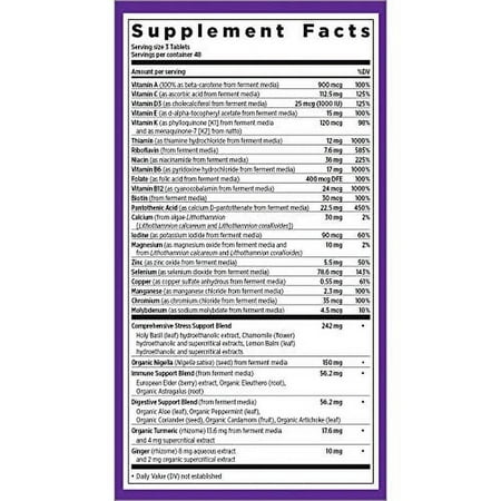 New Chapter Perfect Calm Multivitamin for Stress + Mood Support with B Vitamins + Holy + Lemon Balm + Organic Non-GMO Ingredients  Basil  144 Count (P