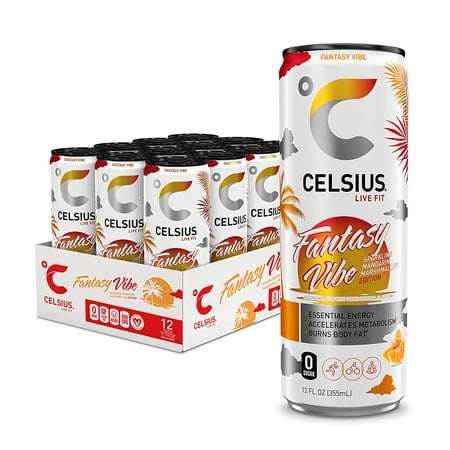 CELSIUS Sparkling Fantasy Vibe  Functional Essential Energy Drink  12 Fl Oz (Pack of 12)