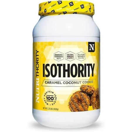 Isothority Whey Protein Isolate  Caramel Coconut Cookie  2 Lb - Ultra Absorbable Branched Chain Amino Acids (BCAA) Powder with 25G per Serving  Low Ca